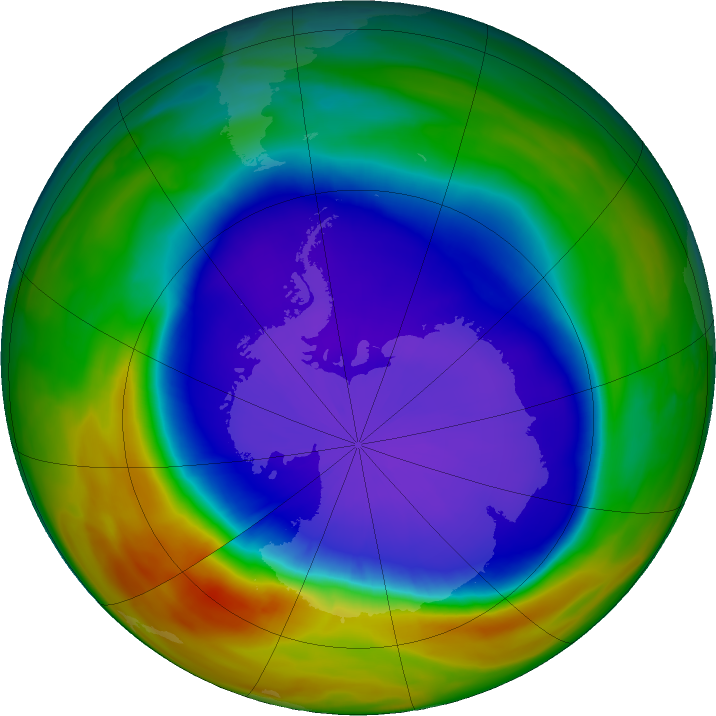 Antarctic ozone map for 25 September 2018